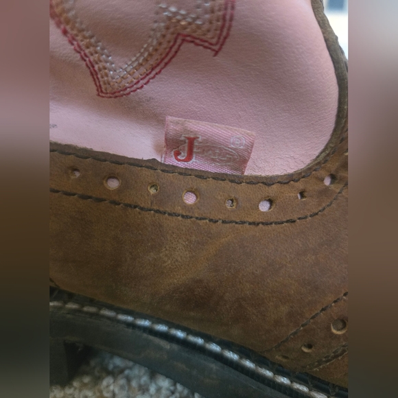 Justin Boots Pink and Brown Ankle Booties - Picture 6 of 8